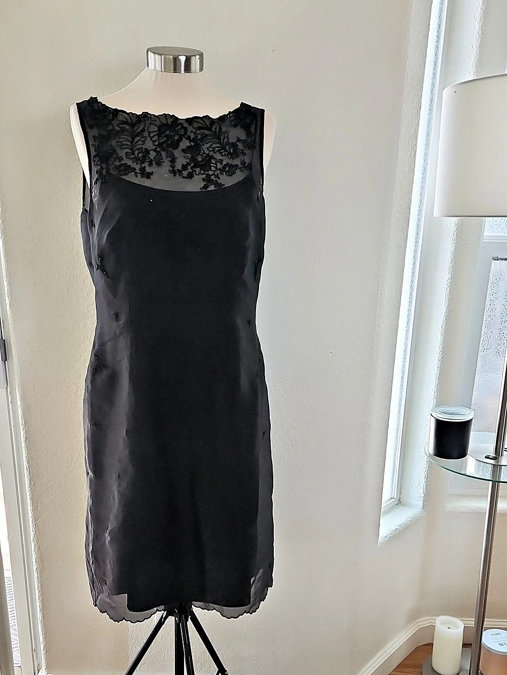 Black Floral Lace embroidered VINTAGE Dress